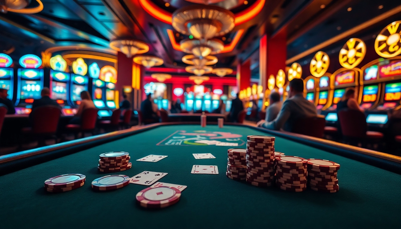 Engage in thrilling poker gameplay at https://da88.navy/ with luxurious casino ambiance and vibrant poker chips.