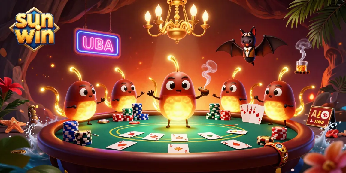 Experience the thrill at sun win with vibrant casino glowworms illuminating a poker table.