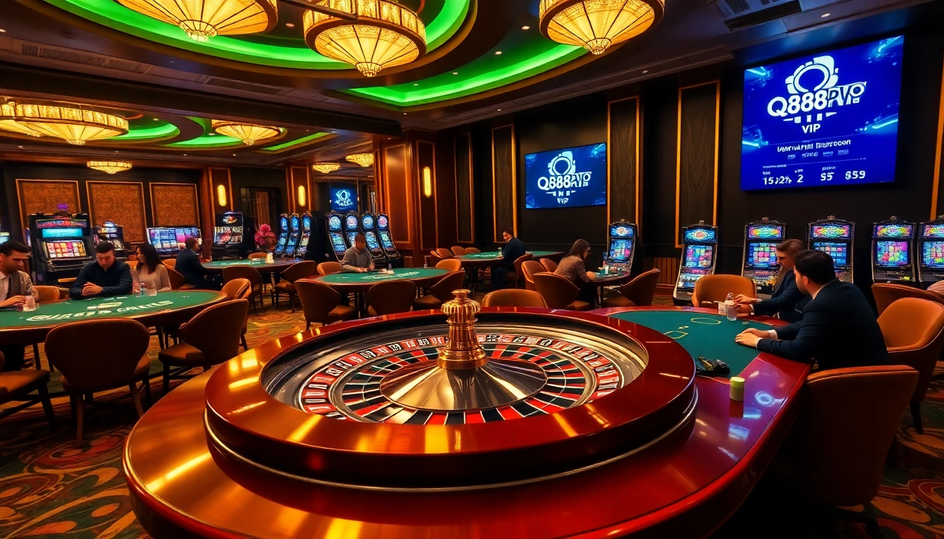 Experience the excitement of QQ88pro VIP with elegant tables and vibrant slot machines.