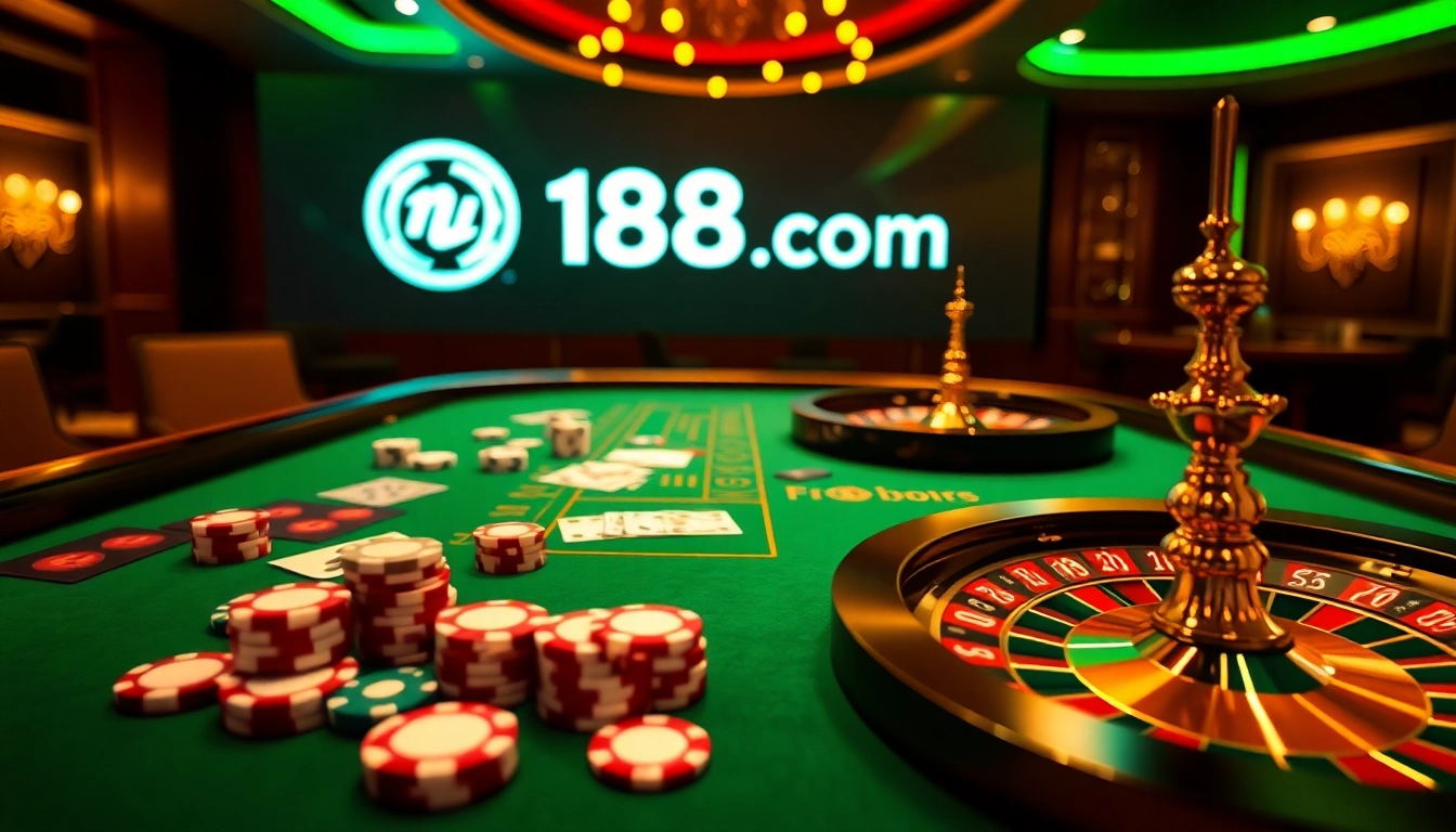 Players engaging with n188 com online casino games at a vibrant table.