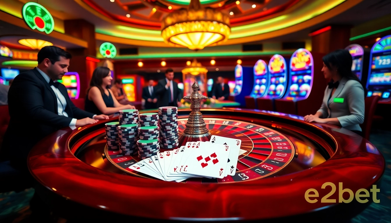 Engaging scene of a roulette table and online betting interface highlighting e2bet excitement.