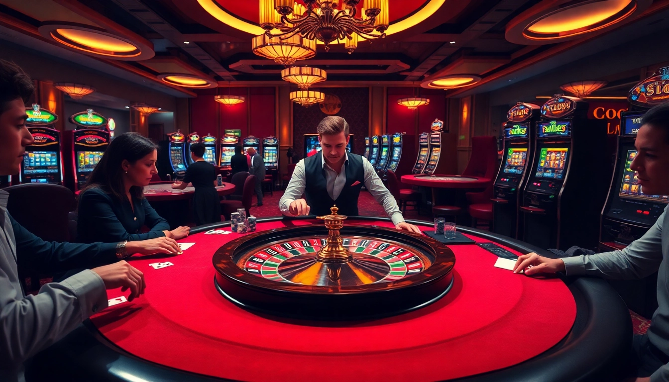 Excited players at nk88 com enjoying a thrilling roulette game in a luxurious casino setting.