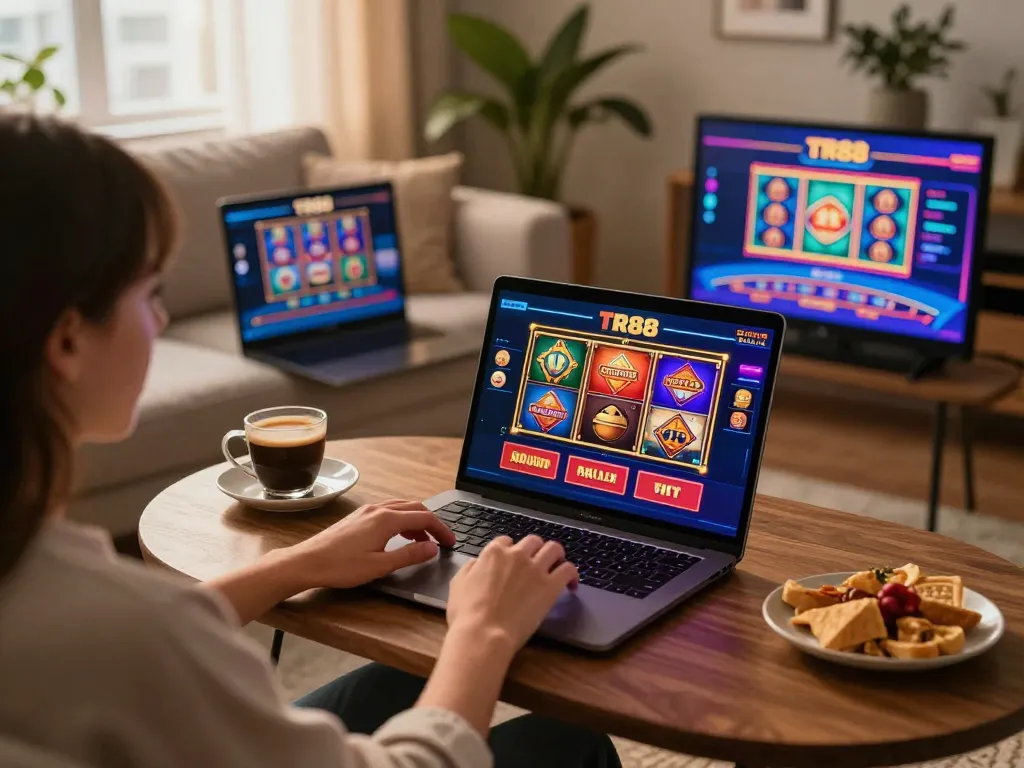 Experience TR88 online gaming from home with vibrant games and cozy atmosphere.