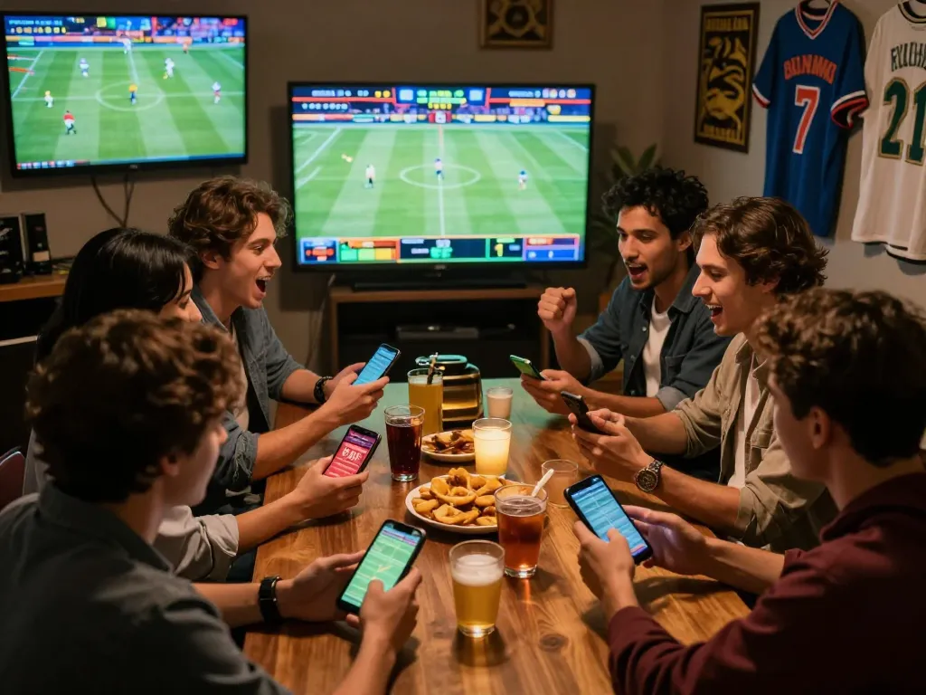 Watch friends placing live bets on yowesjp in a lively sports betting atmosphere.