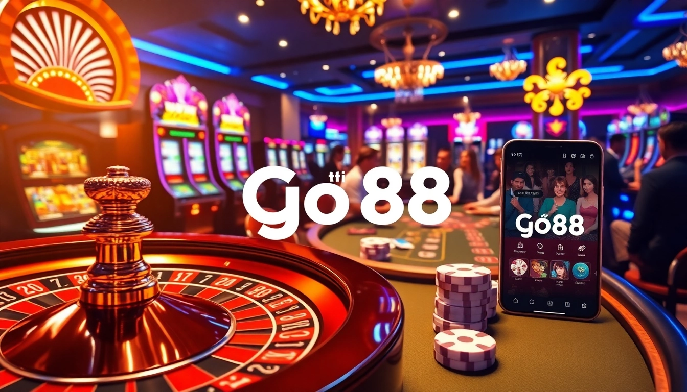 Experience the thrill of tải go88 with vibrant casino visuals of dice, roulette, and dynamic online gaming.