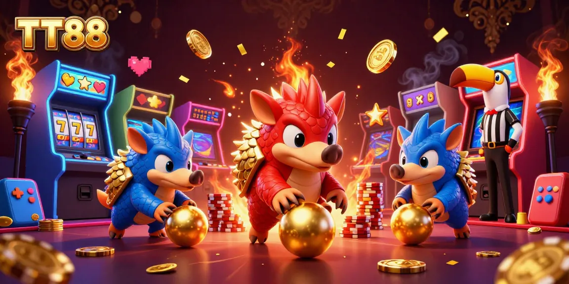 Engage in thrilling gameplay at TT88, where 3D pangolins roll golden balls and poker chips.