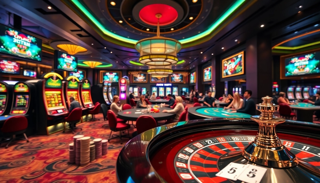 Experience the thrill of tg88 casino with vibrant gaming tables and excited players.