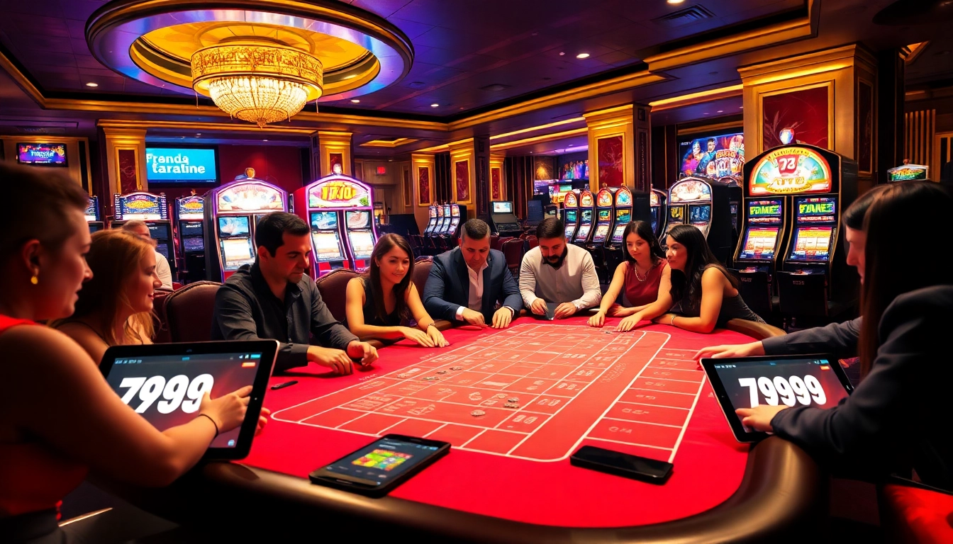 Players enjoying a thrilling game at a glamorous casino featuring 789 BET.