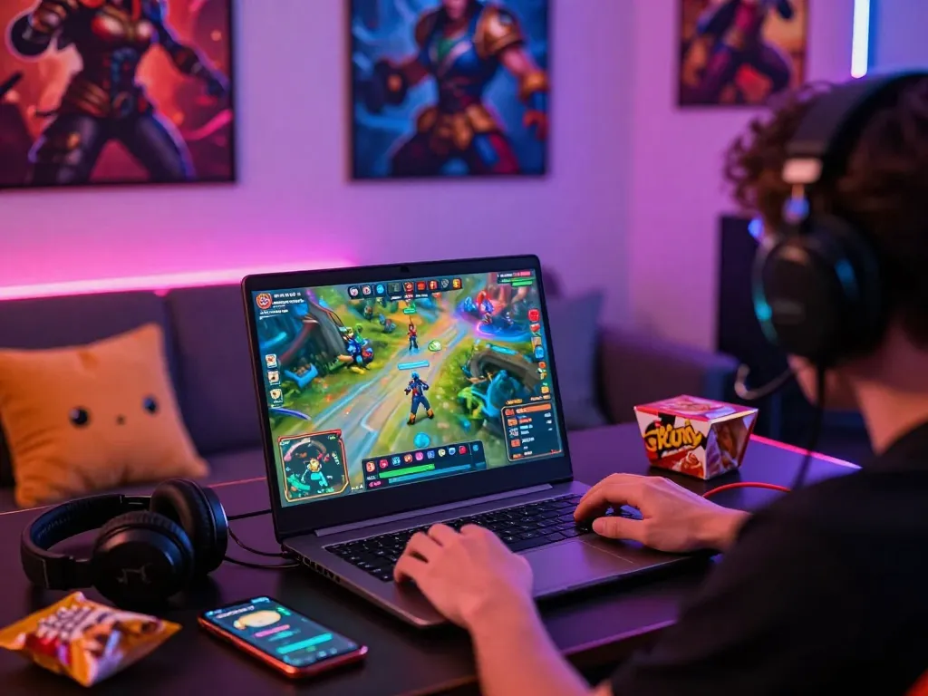 Player enjoying an exciting online gaming experience on bomwin platform with vibrant visuals and modern setup.