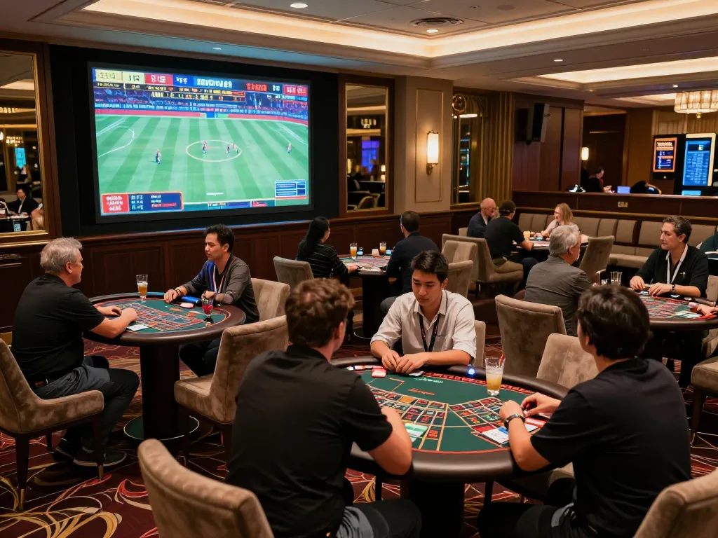 Experience the excitement of sports betting at sc88bn with eager bettors in a luxurious lounge