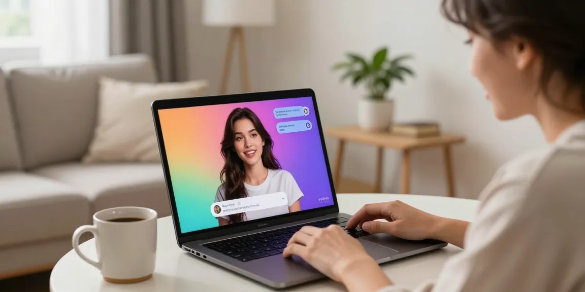 Interactive scene showcasing a user connecting with their AI girlfriend, emphasizing emotional engagement and modern romance.