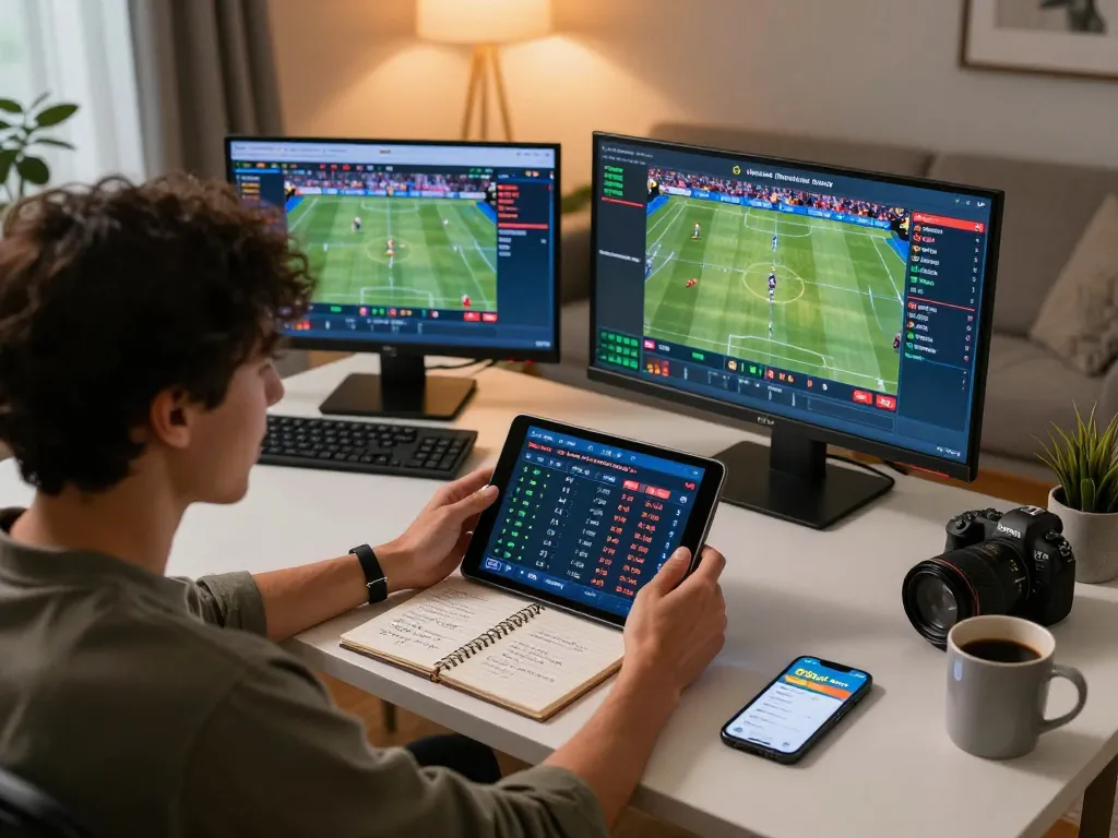 Engaging in sports betting with the 89bet com app while enjoying a cozy home setting, showcasing strategic betting moments.