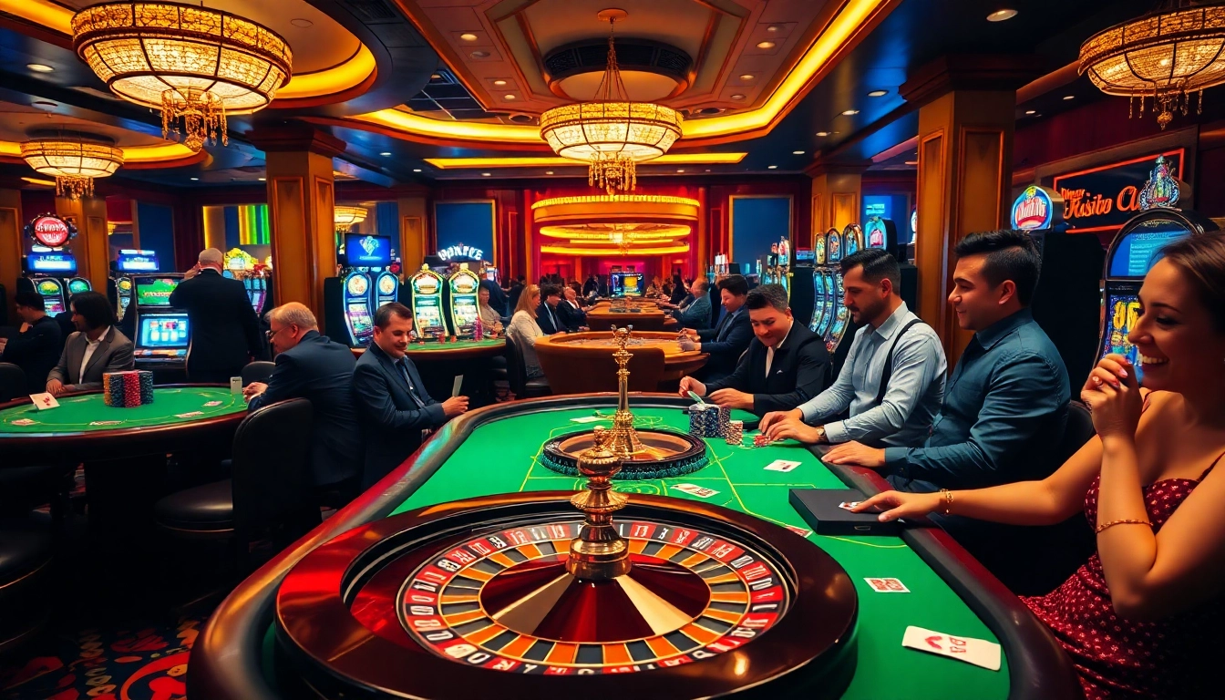 Exciting gameplay at SODO CASINO with vibrant tables, chips, and a spinning roulette wheel.