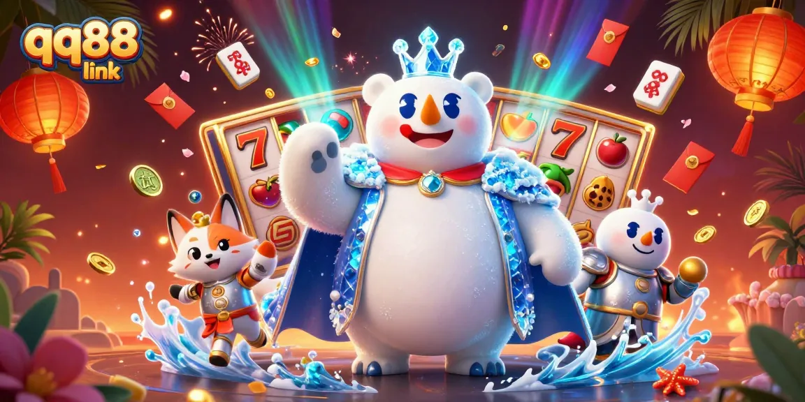 Experience thrilling gameplay with qq88 link featuring an adorable ice king and snow fox in an exciting casino setting.