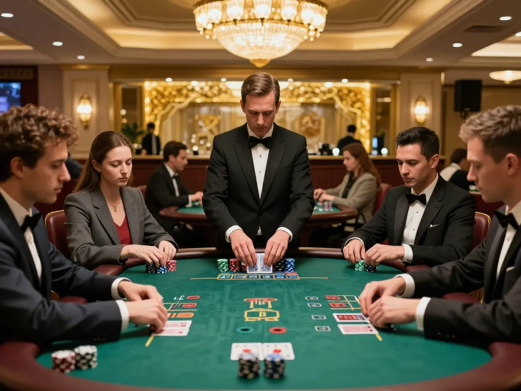 Players engaging in expert blackjack strategies at uu88 com's luxurious casino, showcasing the excitement and elegance of high-stakes gambling.