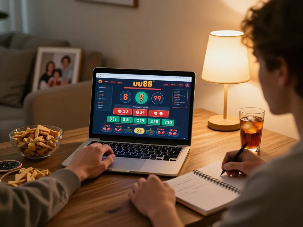 Experience the thrill of online gaming with uu88 on a cozy gambling setup, focusing on responsible betting.