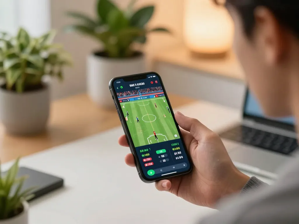 Experience real-time sports betting with lv88 on a smartphone during a live match.