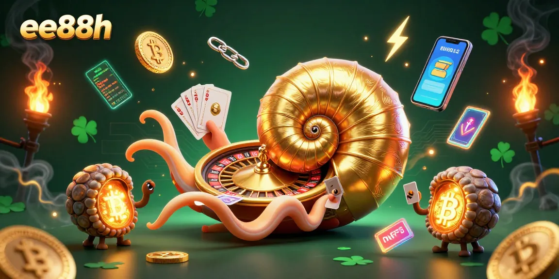 Experience thrilling gaming at ee88h, featuring 3D elements like Bitcoin coins and elegant roulette wheels.