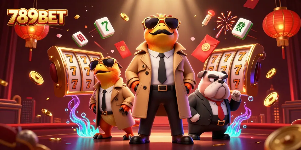 Immerse in winning spins at 789BET with dynamic raptors in a trench coat entering a casino!