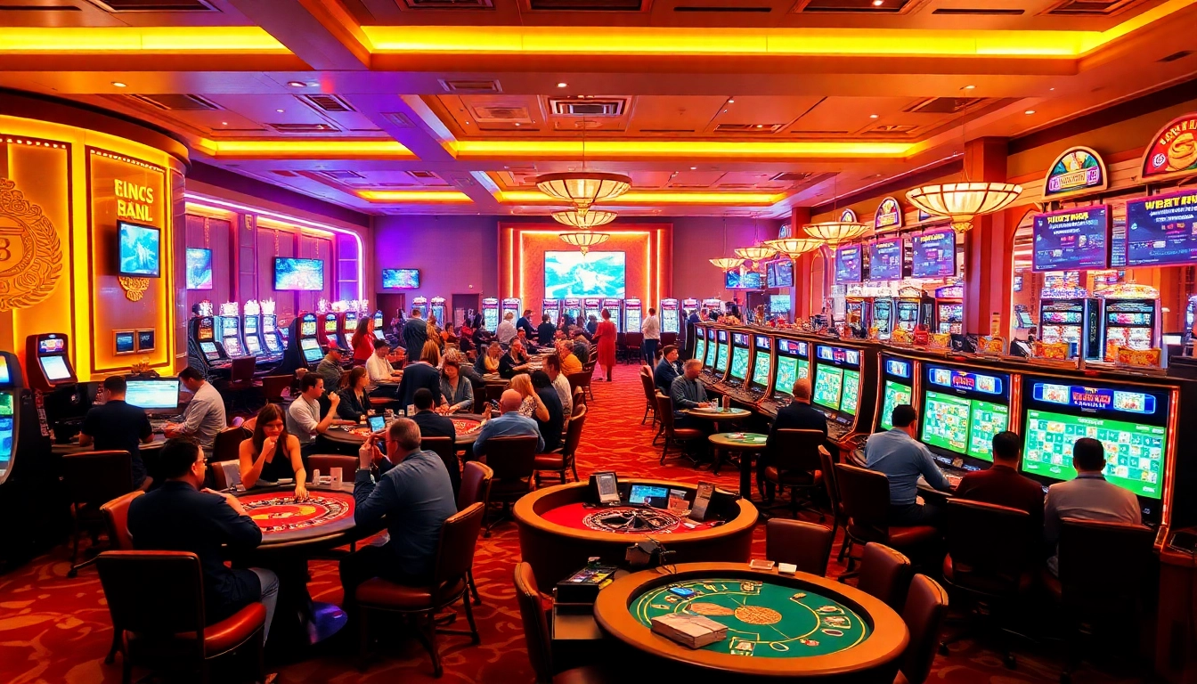 Experience the excitement of gambling at https://fun79.bio/, showcasing lively casino tables and slot machines.