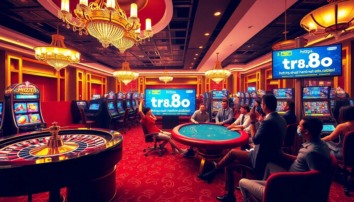 Professional gambling scene at TR88 showcasing lively betting activities and luxurious casino ambiance.