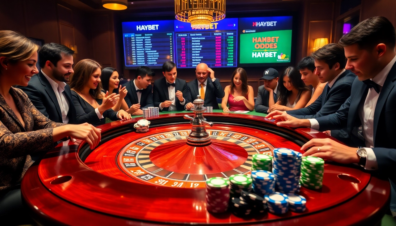 Experience thrilling gameplay at HAYBET with diverse poker chips and an engaging roulette table.